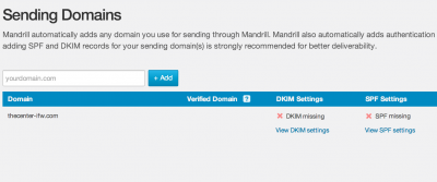 Mandrill Sending Domains SPF Missing