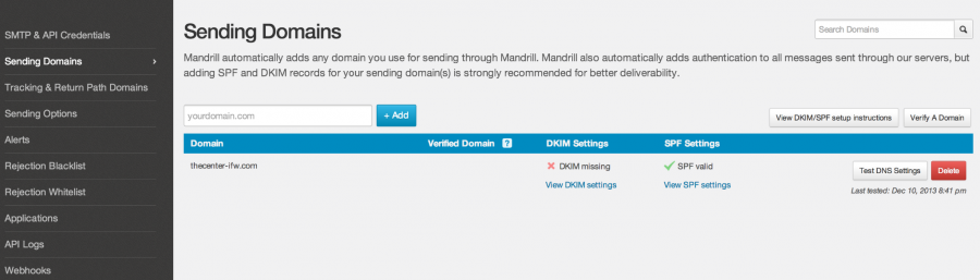 Mandrill SPF Settings