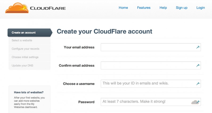 CloudFlare Sign Up